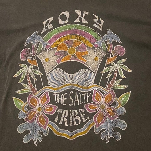 Roxy The Salty Tribe dark gray tshirt size small - Picture 1 of 3